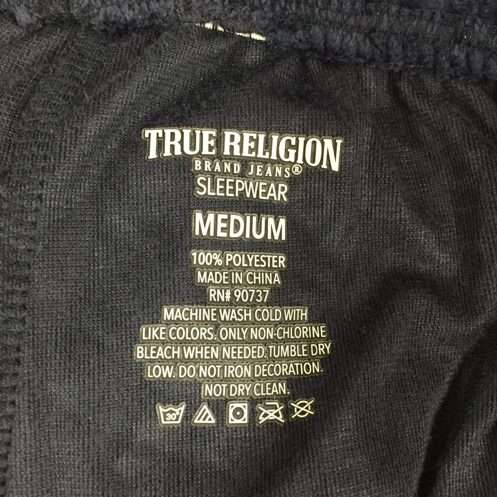 True Religion Mens Navy Blue Fleece Logo Sleepwear‎ Lounge Pants Medium NWT